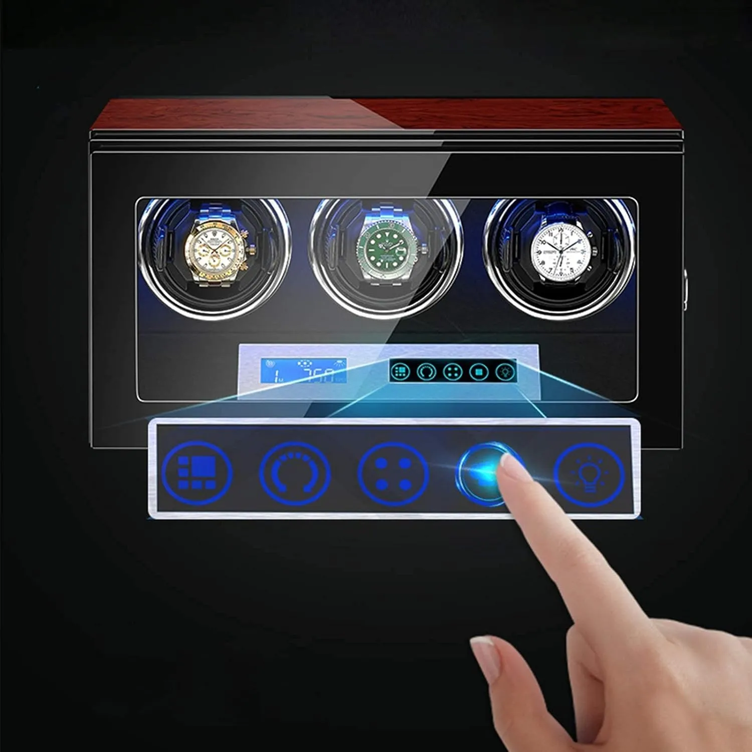 Winder Automatic Watch Winder Watch Winder Box LCD Touch Screen Display Built-in LED Illumination Wood Gothic Shell Piano Paint Exterior (9 0) Watch Winder Watch 