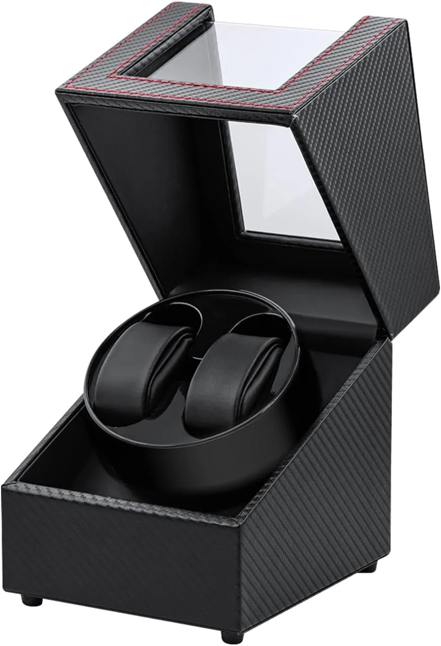 Winder Box, Automatic Watch dominance immense quartz warehouse Display Storage Rotation Wristwatch Box with 2 Slots - Black/Red Mcbazel Watch Winder for Automatic Watches, Double Automatic Watch 