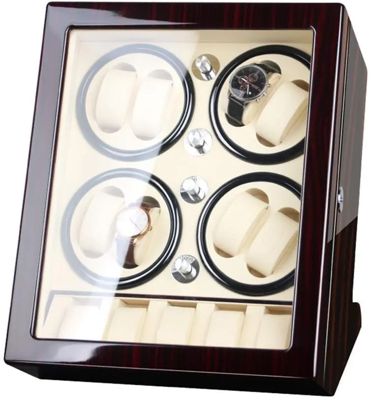 Winder powerfully Watch Winder Watch Winder Storage Box for Winding 8 Automatic Watches and 5 duty Watch Storage Space Wood Shell Piano Paint Exterior,Brown,B Watch 
