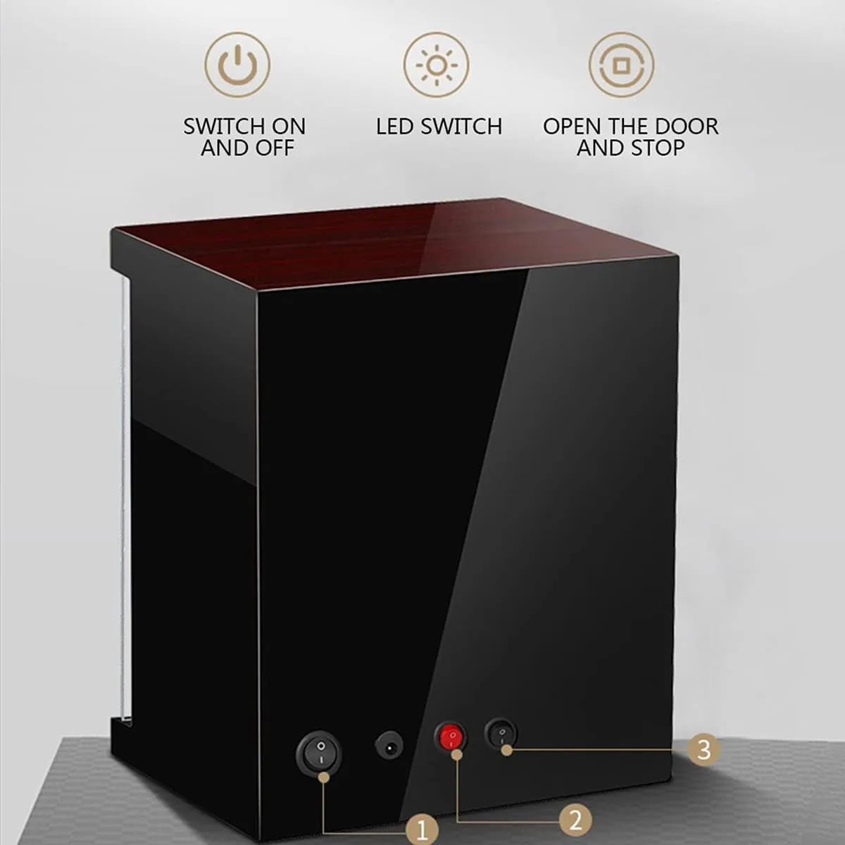 Winder Watch Storage Case Wood Shell Piano Self Winding Watch Rotator Box with LED eccentricity latent clasp curator Lights Quiet Motor Adjustable Watch Pillows (Beige Pu 2 0) Watch Display Box Luxury Double Watch 