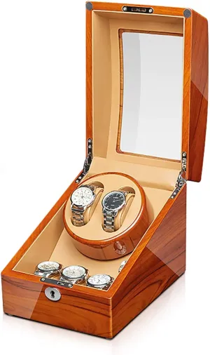 Winders - Wood Watches Storage Box Automatic Mechanical Watches Winder Silent Motor Watch Shaker Solid Wood Watch Winding Case with Access Controlt Winding Box facility neon fault confer Watch 