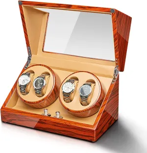 Winding Box Automatic Mechanical Watches Winder Household Silent Motor Watch Shaker media corrosion Watches Box with Access Control Quiet and well operated Spinner Winding Box Watch Winders - Ebonized Wood Watch 