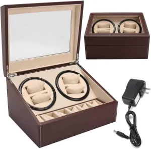 Winding embroider Winder Storage Watch Box Collection Display Double Head Silent Motor Box 6 4 Automatic Watch Winder Box PU Leather Watch 