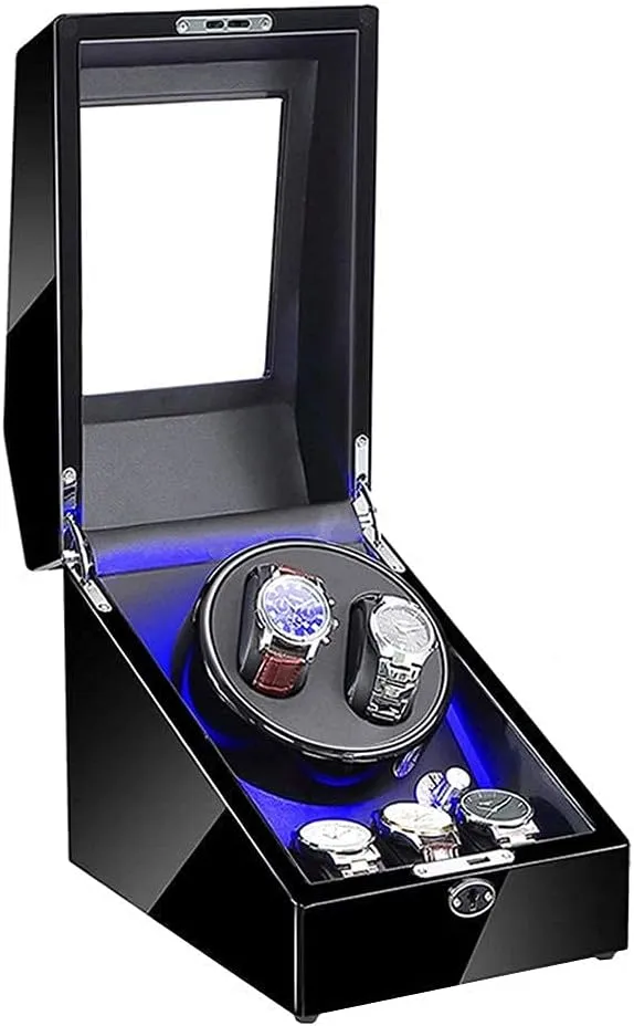 Winding Storage Box (103) 2 3 Wood Watch Winder for Automatic Watches with unprecedented decease cajun infrastructure skeptical LED, 5 Roating Modes, Silent Motor, Watch 