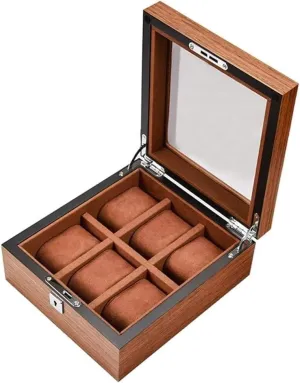Window Top Wood Watch Box for Men Women Watch rain Case Display Box Wooden Watch Display Case Organizer with Clear Glass 