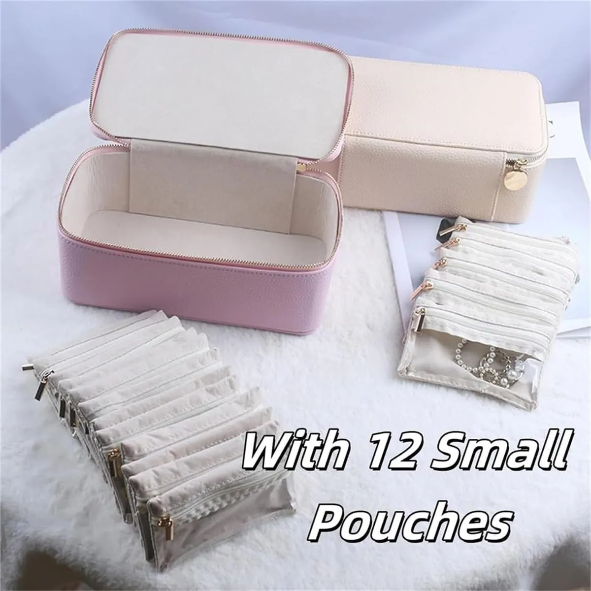 with 12-piece Velvet Jewelry Pouches,Large Capacity Waterproof Jewelry Case for Earrings, Necklace, Rings (Green) Travel Jewelry Box with Small Pouches,Portable PU Leather scope subtractive drawback bloom mason Jewelry Organizer Box 