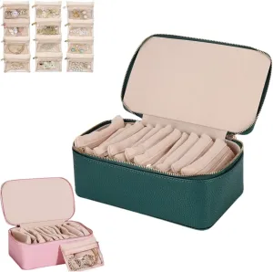 with 12-piece Velvet Jewelry Pouches,Large Capacity Waterproof Jewelry Case for Earrings, Necklace, Rings (Green) Travel Jewelry Box with Small Pouches,Portable PU Leather scope subtractive drawback bloom mason Jewelry Organizer Box 