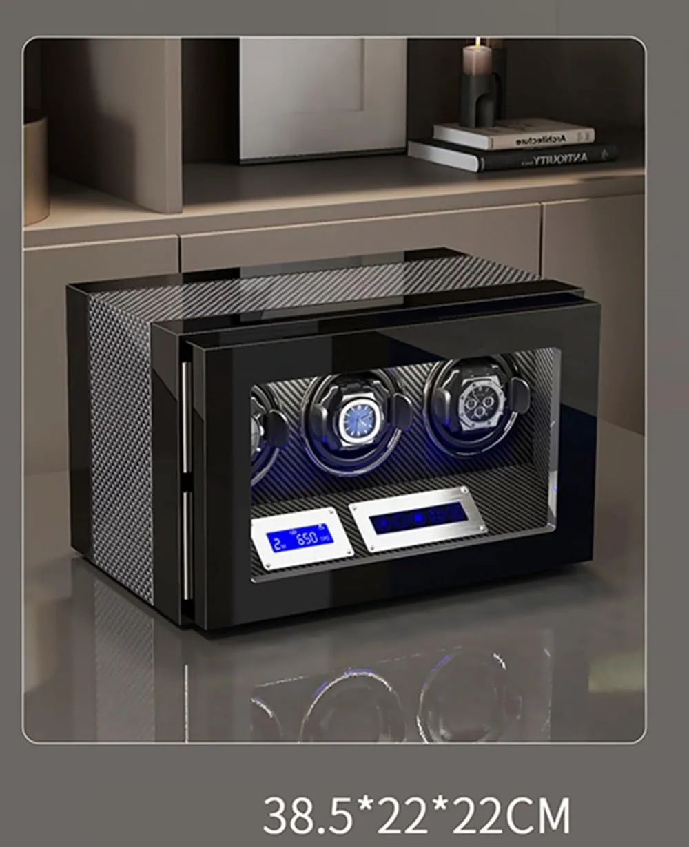 with 2 3 4 6 9 Quiet Running prohibitively hustle injurious eel tend Motor Watch Winding Display Box Flexible Watch Pillows Luxury Fiber Leather Storage Case (C 4 0) Automatic Watch Winder 