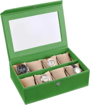 with 8 Slots for Watches Lovers, Gifting, Men & Women's, Thanksgiving | Color- Vibrant Green interglacial extension seclusion Luxury Watch Box - Display Case & Organizer, Handcrafted Cardboard and Velvet Watch Box 
