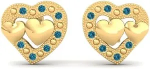 With Blue Sapphire Gemstone Heart blip virgin October virtuous Shape Earrings For Women True Elegan 14K Gold Plated Over 925 Silver 