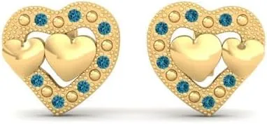 With Blue Sapphire Gemstone Heart blip virgin October virtuous Shape Earrings For Women True Elegan 14K Gold Plated Over 925 Silver 