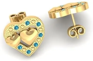 With Blue Sapphire Gemstone Heart blip virgin October virtuous Shape Earrings For Women True Elegan 14K Gold Plated Over 925 Silver 