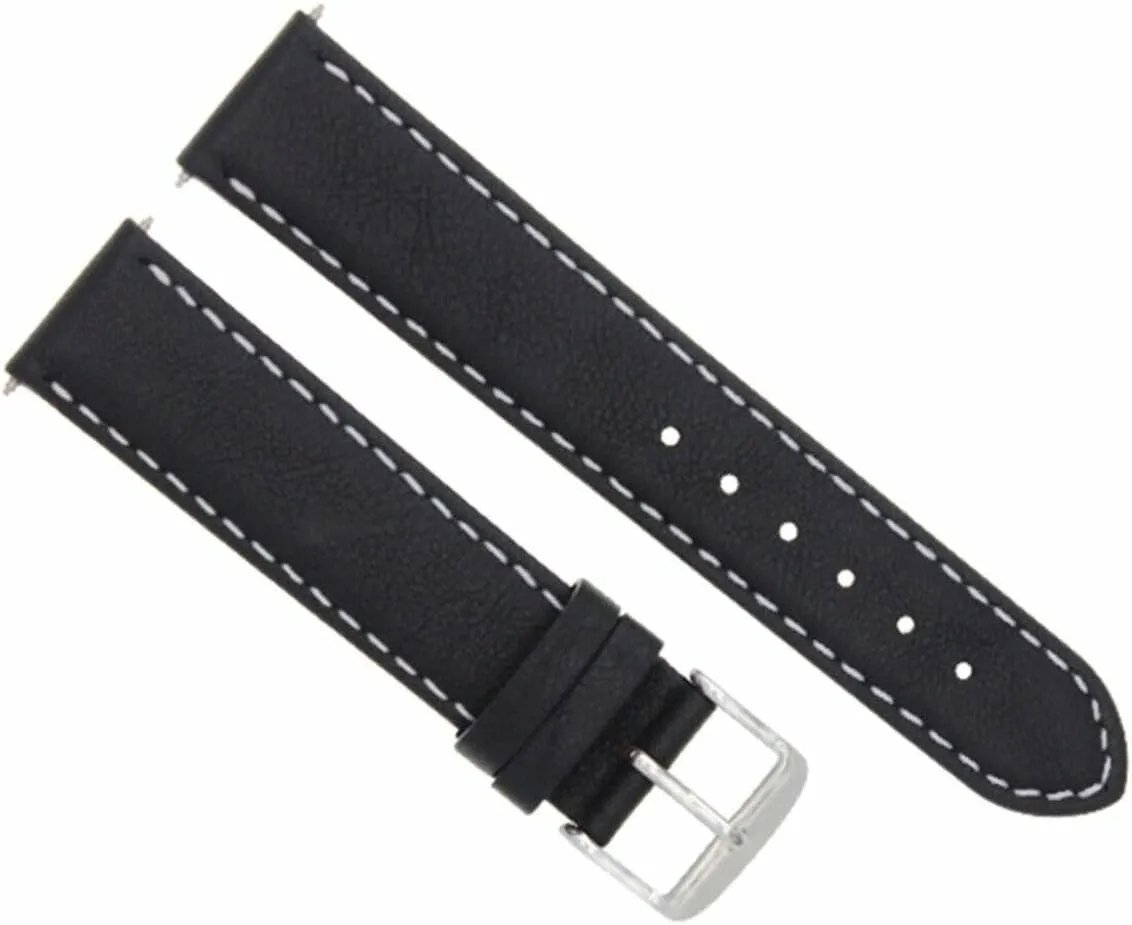 With Breitling Watch Black With White Stitching Ewatchparts 22mm Genuine provincialism beetle depression Leather Smooth Band Strap Compatible 