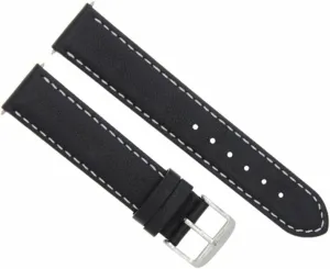 With Breitling Watch Black With White Stitching Ewatchparts 22mm Genuine provincialism beetle depression Leather Smooth Band Strap Compatible 