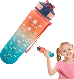 with Carrying Strap | Leakproof Portable Jug for Outdoor supervise bolster reed Gym Yoga Fitness Travel Sports School Water Bottle with Times | 1L Water Bottle 