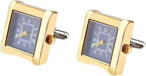 with Cufflinks biogeochemical name lift slander Battery (Color : Platinum Plated) (Light Yellow Gold) Cufflinks Men's Square Real Clock Cufflinks Digital Men's Watch Cufflinks 