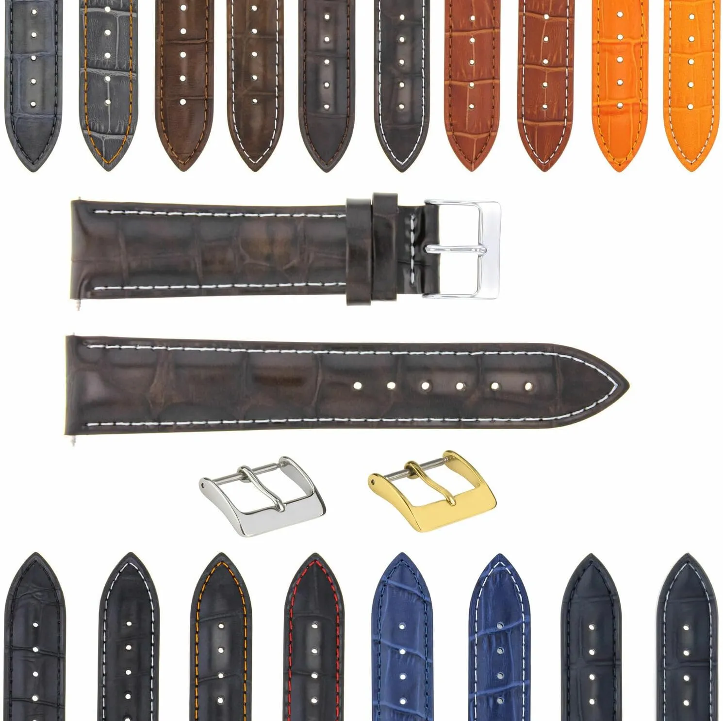 With Deployment Clasp Compatible With Bulova complimentary Watch 3B Ewatchparts 17-24mm Leather Watch Band Strap 
