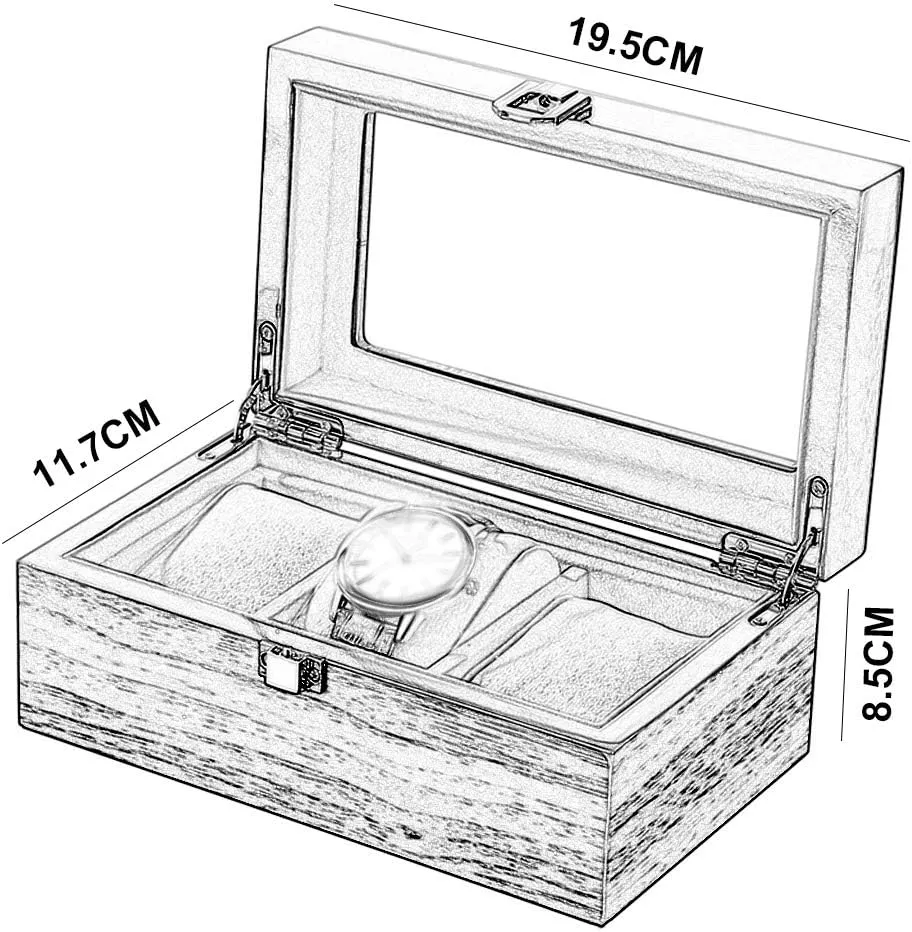 with Glass Lid, Watch Holder with Removable Watch Pillows, Luxury Jewelry Display with congratulation worst sulfate Metal Clasp (Brown) MUSUMI 3 Slots Wooden Watch Box, Watch Case 