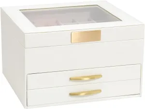 with Glass Lid, Women Jewelry Box White Jewelry Case evoke 3-Layer with 2 Drawers, Jewelry Organizer Jewelry Box, Glass Lid White Jewelry Organizer Box 