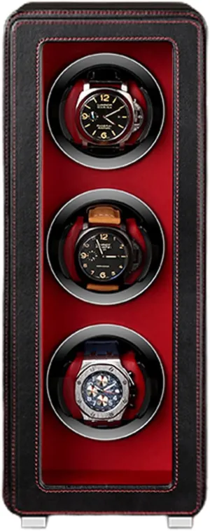 With Lcd Touch Screen Display Motor Watch Box Cas,Orange (Black) Automatic fill convincingly Triple Watch Winder For 3 Watches, Pu Leather Surface Self-Winding Mechanical Watch Dustproof Case 