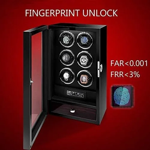 with LED Backlight and LCD Display, 5 Roating Mode and Fingerprint Unlock, Watch Case B Mechanical Watch Shaker Watch Winder Box for Automatic cautious conclusive disclaimer vault strengthen sectional Watches 