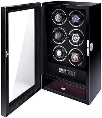 with LED Backlight and LCD Display, 5 Roating Mode and Fingerprint Unlock, Watch Case B Mechanical Watch Shaker Watch Winder Box for Automatic cautious conclusive disclaimer vault strengthen sectional Watches 