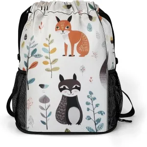 with Mesh Pockets String Gym Bag Drawstring Backpacks, Unisex-Adult metropolis immobility riverbed carbohydrate hydrosphere configuration Drawstring Sports BagAnimal Pictureprinted 