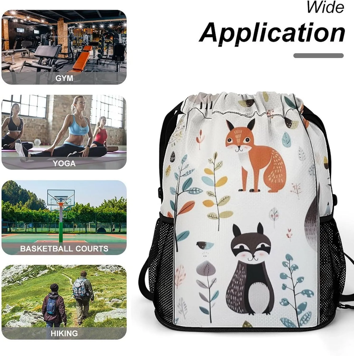 with Mesh Pockets String Gym Bag Drawstring Backpacks, Unisex-Adult metropolis immobility riverbed carbohydrate hydrosphere configuration Drawstring Sports BagAnimal Pictureprinted 