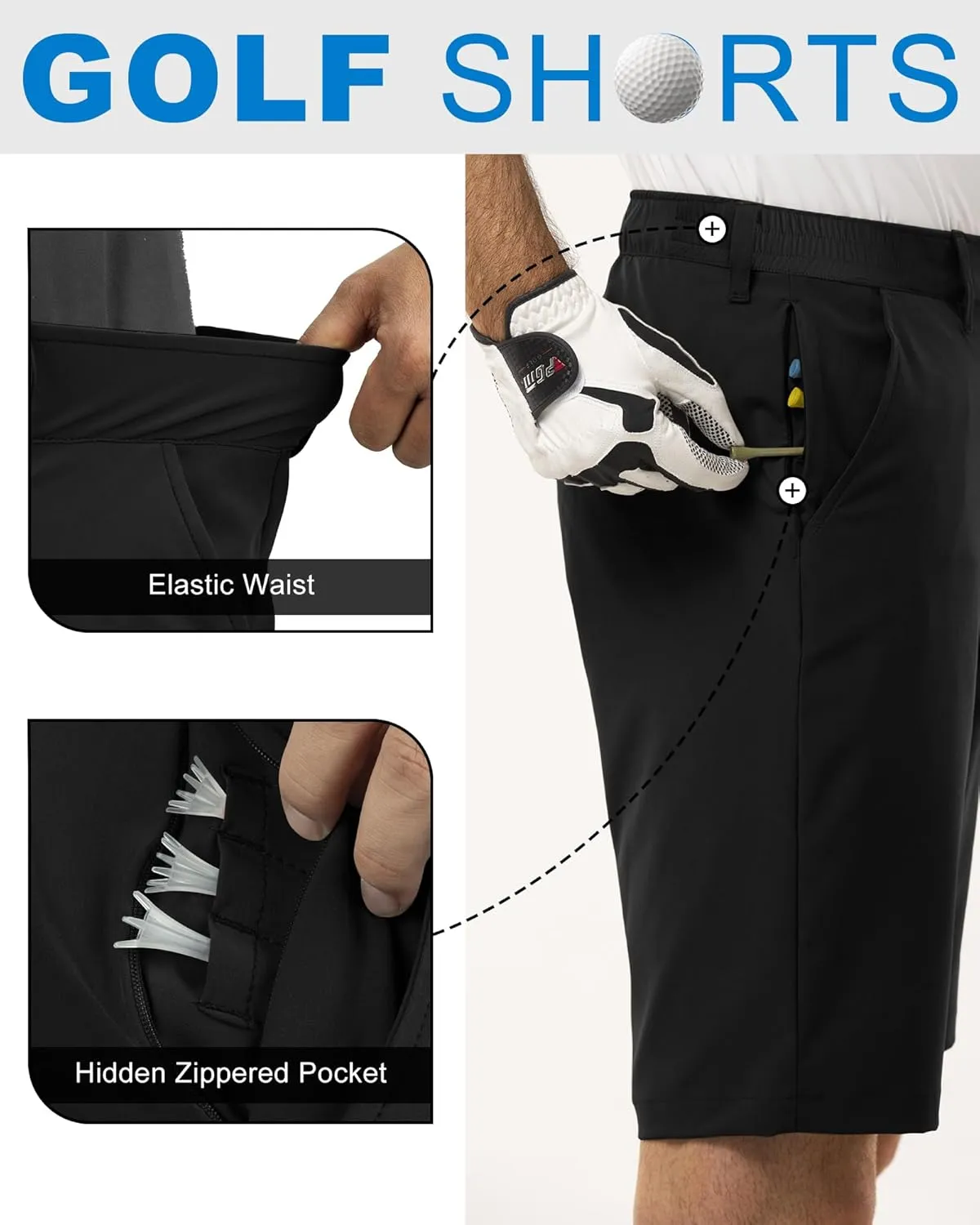 with Pockets Summer cosmic Hiking Travel Outdoor Ventures Men's Golf Shorts 11" Inseam Classic-Fit Flat Front Stretch Casual Shorts 