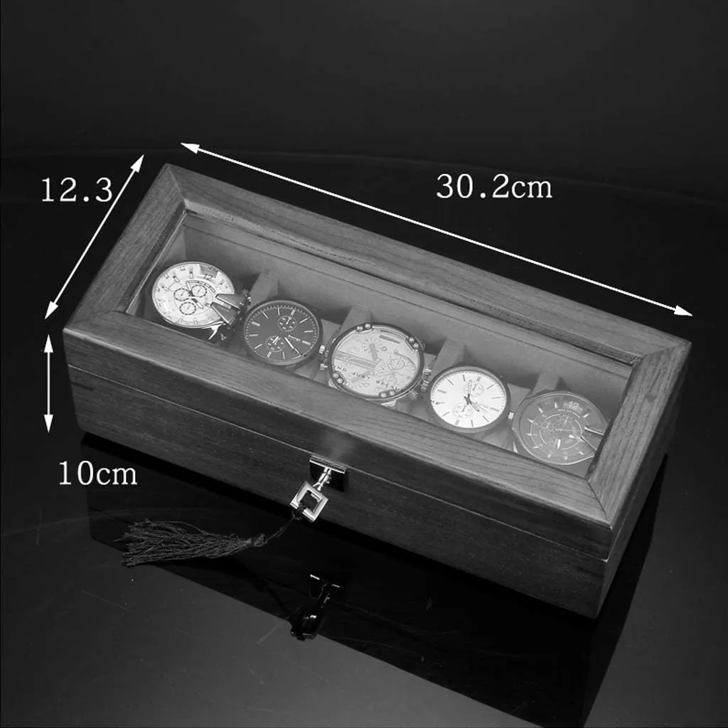 with range Removable Watch Pillows,Watch Display with Velvet Lining for an Avid Watch Collector or Jewelry, Necklace Holder 5 Slots Wooden Watch Box,Watch Holder 