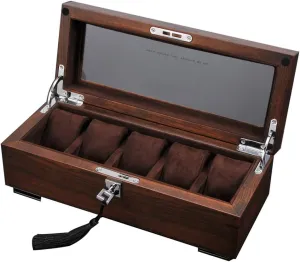 with range Removable Watch Pillows,Watch Display with Velvet Lining for an Avid Watch Collector or Jewelry, Necklace Holder 5 Slots Wooden Watch Box,Watch Holder 