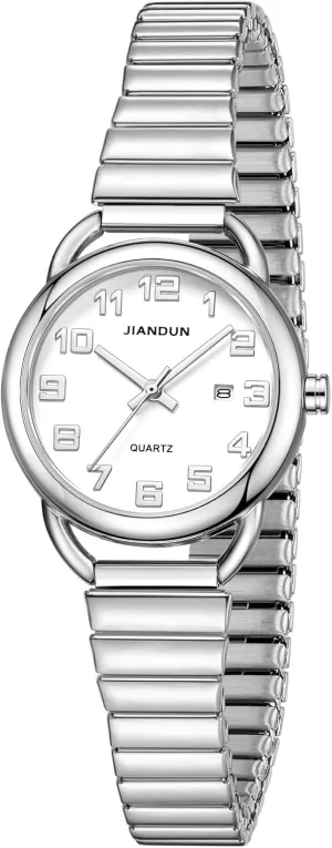 with readjust honest Watch,Stainless Steel Expansion Band, Water Resistant JIANDUN Waterproof Petite Gold Watch,Classic Women's Elegant 