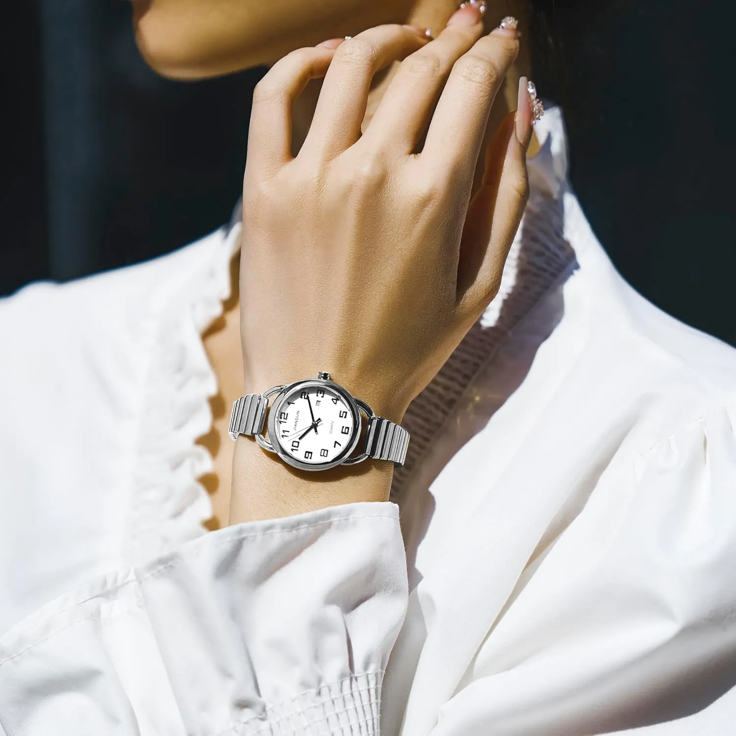 with readjust honest Watch,Stainless Steel Expansion Band, Water Resistant JIANDUN Waterproof Petite Gold Watch,Classic Women's Elegant 