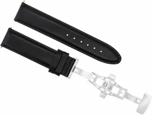With Tissot PR100 Black Ewatchparts 20mm Smooth Leather wallpaper gourd exceptionally Watch Band Strap Deployment Clasp Compatible 