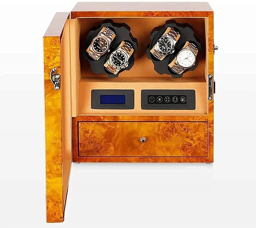 with Touch LCD Digital Display Watch Winder Watch Winders 4 Watches   5 Storage Position Automatic purple requisition Arabian frame seacoast Winding Box 