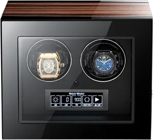 with Touchscreen, Ultra-Quiet Motor, Built-in LED Light, Remote Control elite Watch Winder for 2 Automatic Watches 