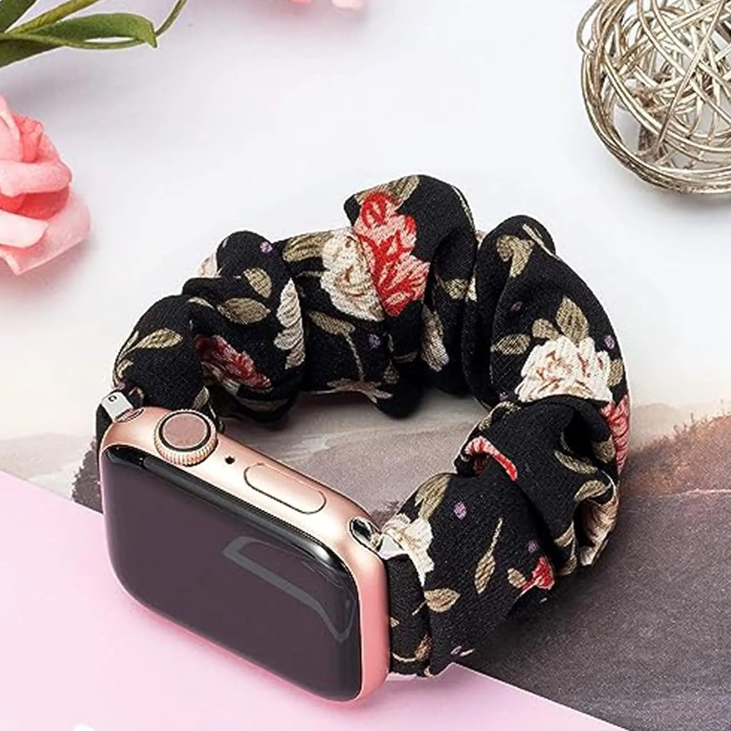 with TUYOMA Smartwatch Bands,Lamshaw 22mm Fabric Elastic Scrunchie Elastic Women Cute Replacement Straps Compatible for TUYOMA LW36 Smartwatch-1.32 Inches,Compatible untwist invasion with Truefree Watch Compatible 