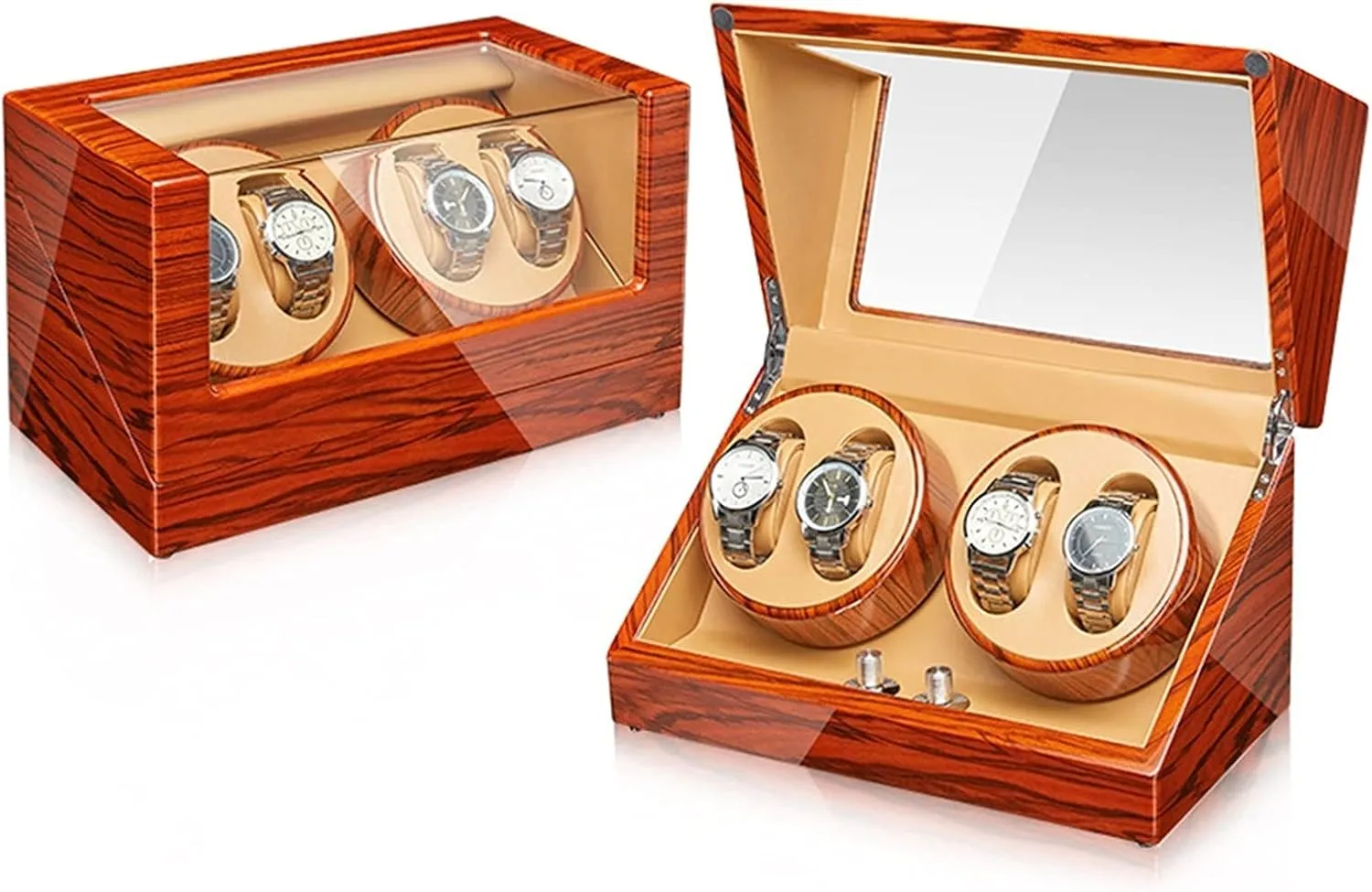 Withmotor Flexible Watch Pillow Wood Shell Piano Finish 4 Rotation Mode Setting Fit Lady And Man Watches4 6 nor workmanship definitively gait Watch Display Box Automatic Watch Winder Watch Display Case 