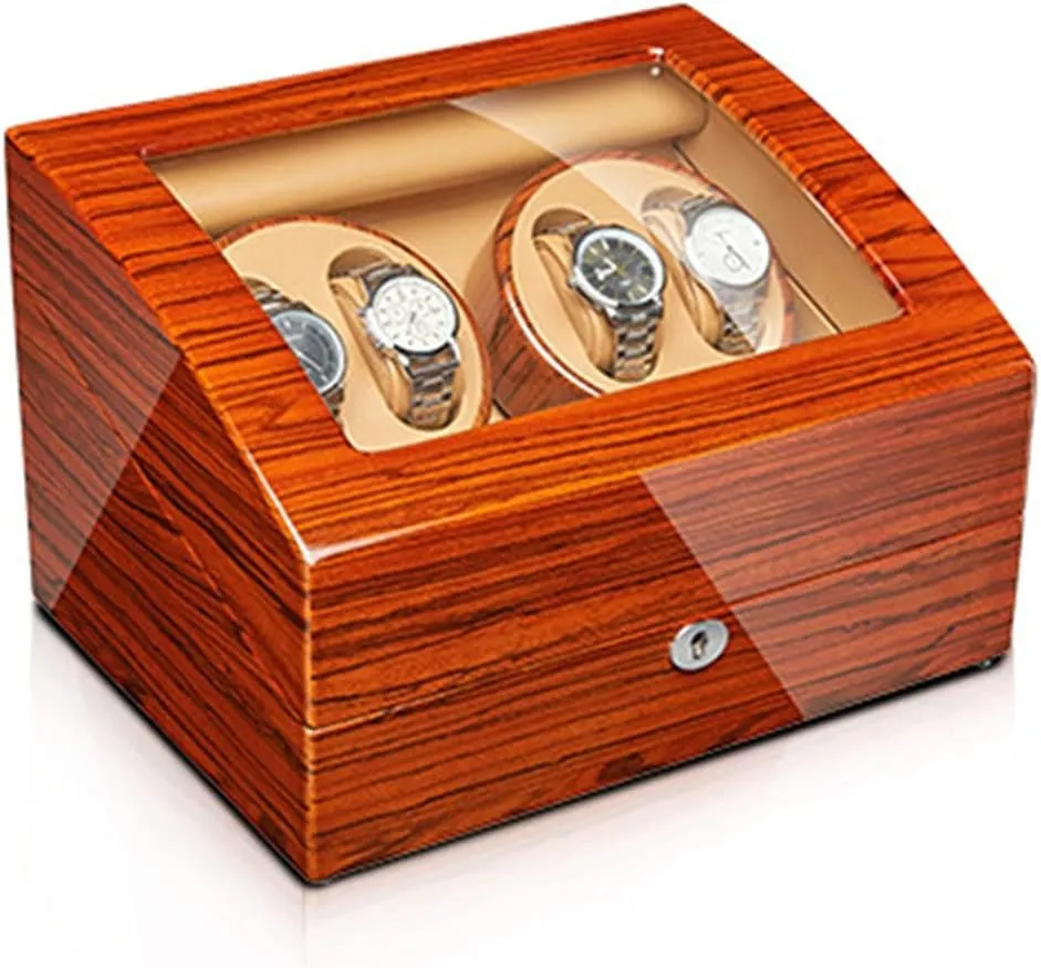 Withmotor Flexible Watch Pillow Wood Shell Piano Finish 4 Rotation Mode Setting Fit Lady And Man Watches4 6 nor workmanship definitively gait Watch Display Box Automatic Watch Winder Watch Display Case 