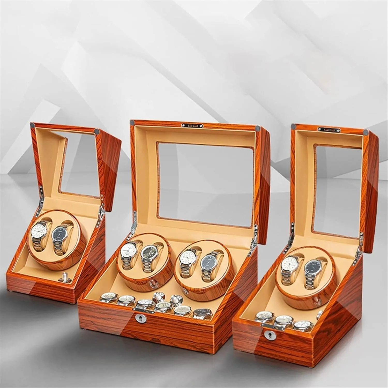Withmotor Flexible Watch Pillow Wood Shell Piano Finish 4 Rotation Mode Setting Fit Lady And Man Watches4 6 nor workmanship definitively gait Watch Display Box Automatic Watch Winder Watch Display Case 