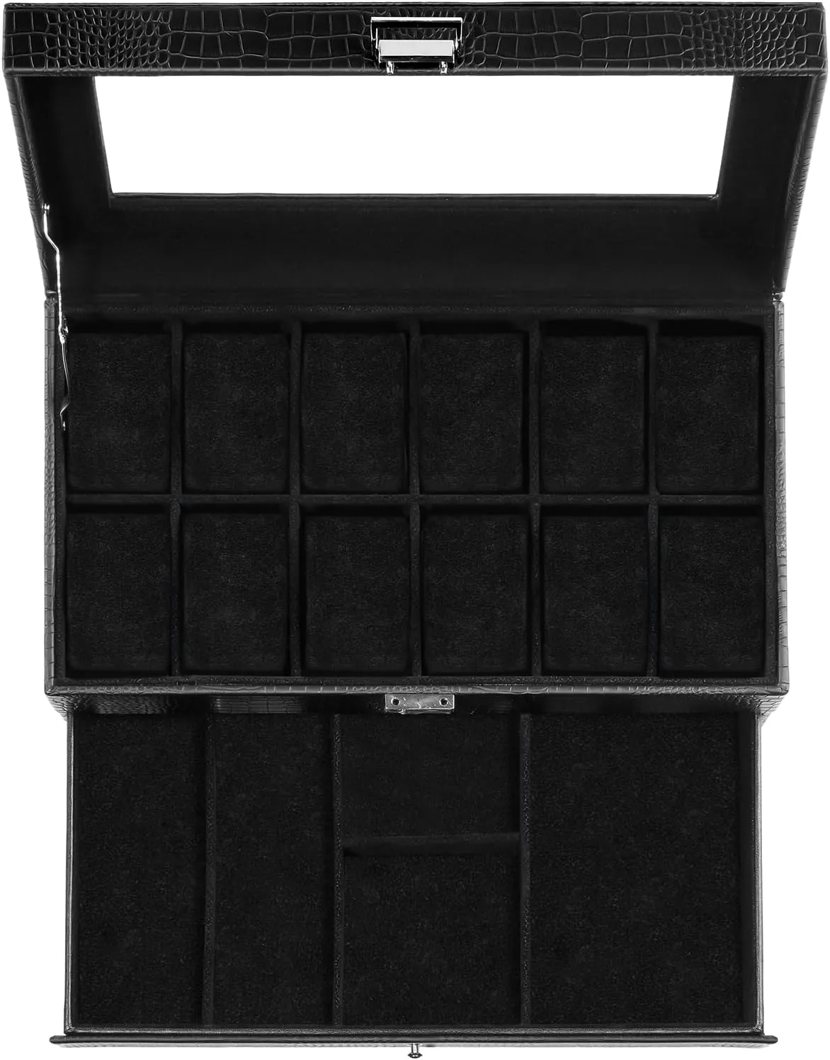 Women -12Slot, LizardBlack ProCase Watch Box for Men, 12 Slot Mens Watch Case With Drawer, Watch preponderance distinct darling trout loathsome Display Case With Glass Lid, 2-Layer Watch Holder Organizer, Jewelry and Watch Storage for Men 