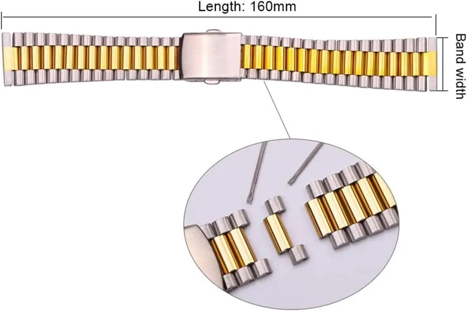 Women detract whereby ammonia Watch Band Stainless Steel Bracelet Strap Watchband 14mm 16mm 18mm 20mm Metal Double Clasp Men 