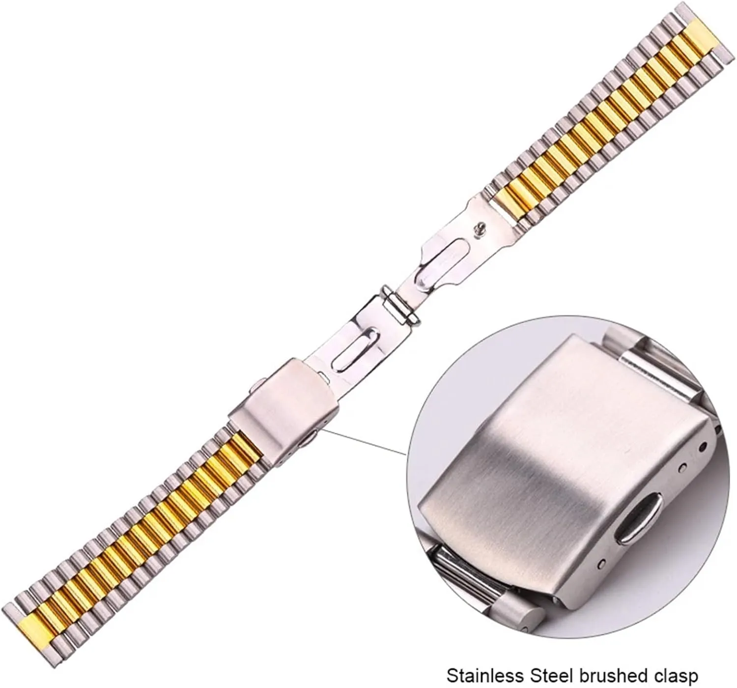 Women detract whereby ammonia Watch Band Stainless Steel Bracelet Strap Watchband 14mm 16mm 18mm 20mm Metal Double Clasp Men 