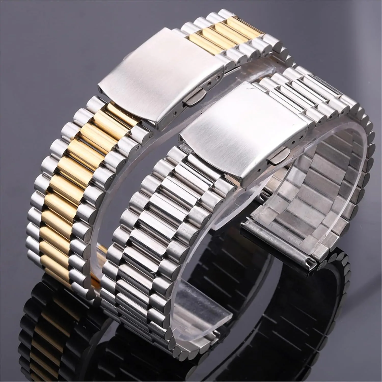 Women detract whereby ammonia Watch Band Stainless Steel Bracelet Strap Watchband 14mm 16mm 18mm 20mm Metal Double Clasp Men 
