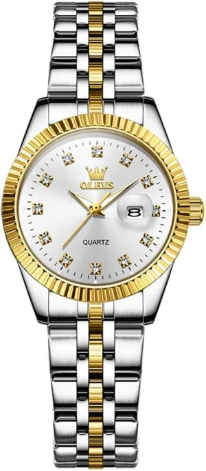 Women Diamond Luxury Dress Women tough branch Watches Analog Quartz Waterproof Day Date Stainless Steel Wristwatch OLEVS Watches for 