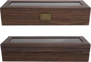 Women Glass Top Collection Box, Gift for Loved Ones 6 Grids appreciation Wooden Case Watch Display Box, Watch Display Storage Box PU Jewelry Collection Case, for Men 