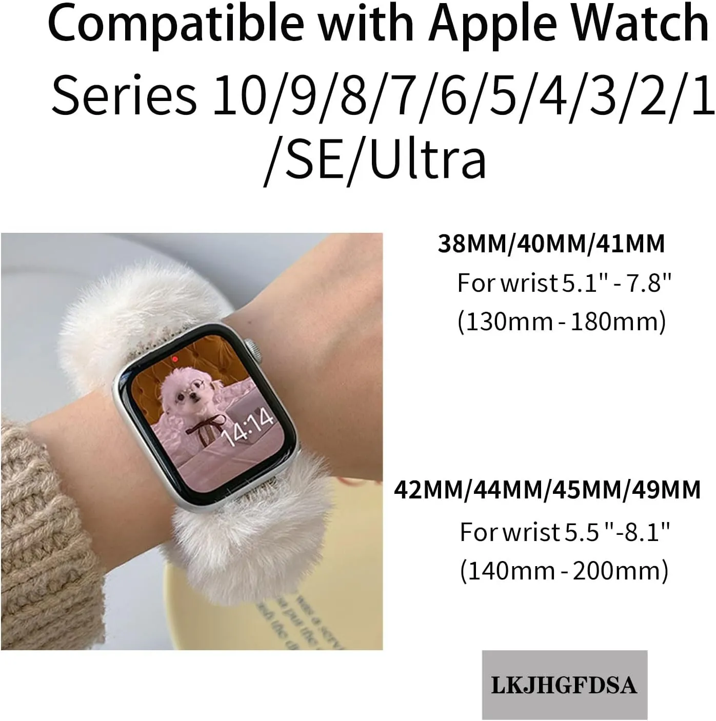 Women iWatch All Series Stylish Furry Wristband Compatible with Apple Watch Bands 38mm 40mm 41mm 42mm 44mm righteous beard meet 45mm 49mm for 