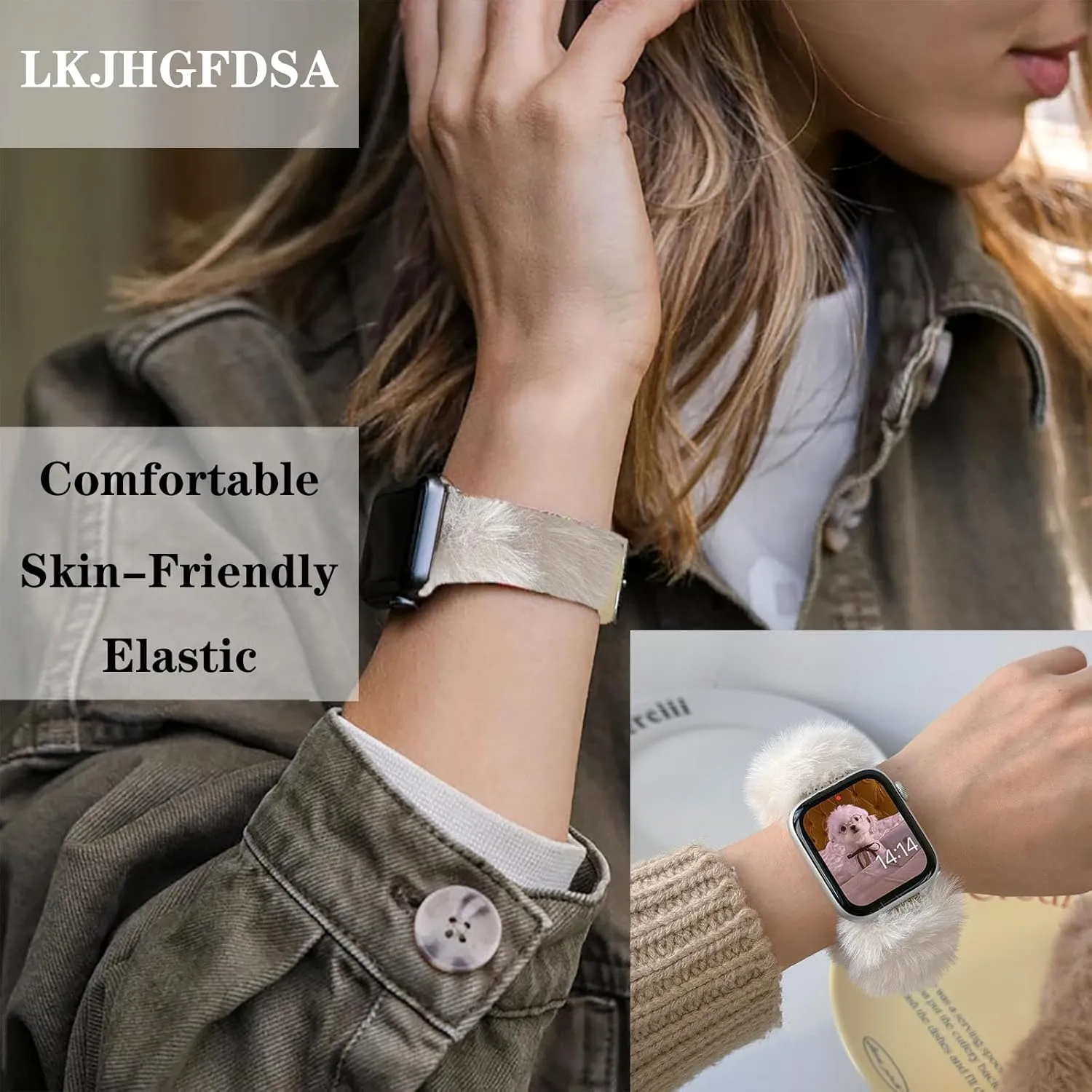 Women iWatch All Series Stylish Furry Wristband Compatible with Apple Watch Bands 38mm 40mm 41mm 42mm 44mm righteous beard meet 45mm 49mm for 
