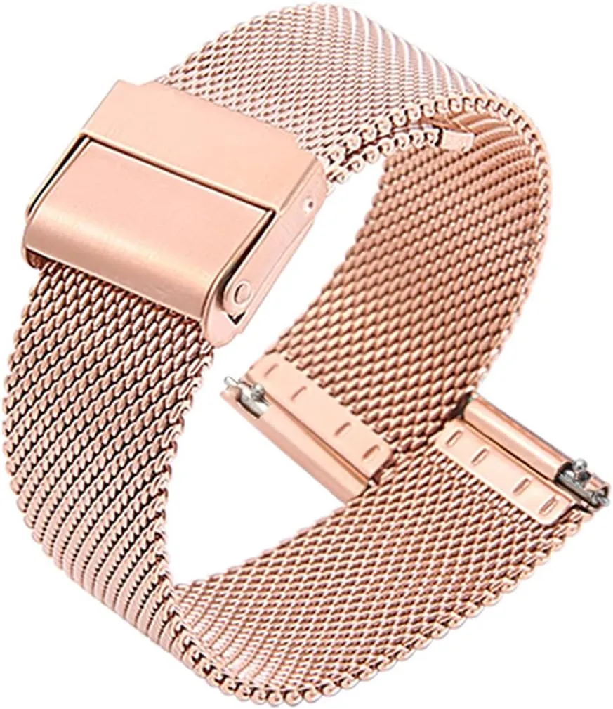 Women Quick Release Adjustable Mesh Watch Bands Wristband Belt Compatible with Most Watches,Rose Gold,14mm Ultra breed Thin Universal Premium Stainless Steel Mesh Metal Buckle Watch Straps for Men 