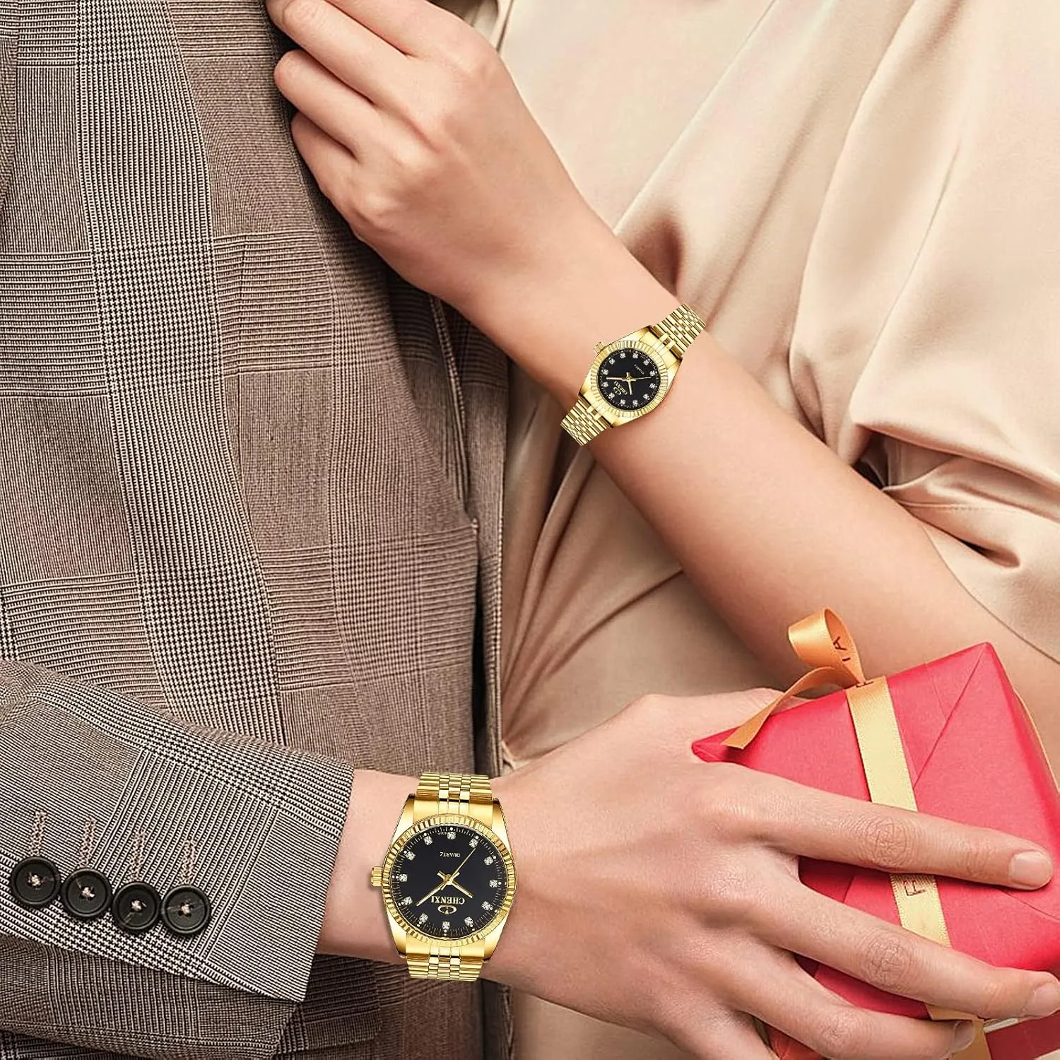 Women Stainless Steel Waterproof Quartz Watch?? MASTOP Couple Watches Swiss Brand Golden Watch pinon vagrant inhabit infection Men 